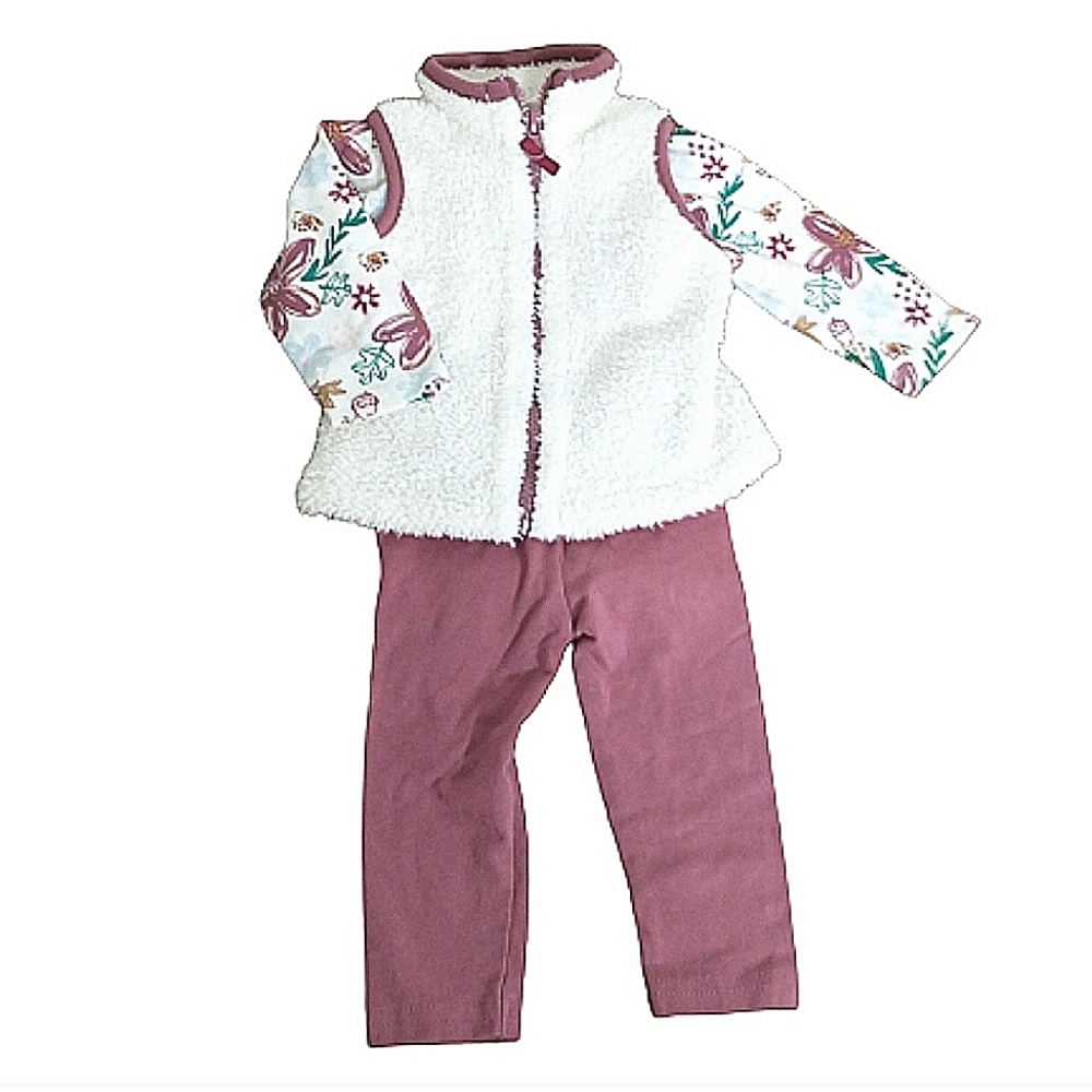 3-6 mo ChickPea Plum 3 Piece Outfit with Vest